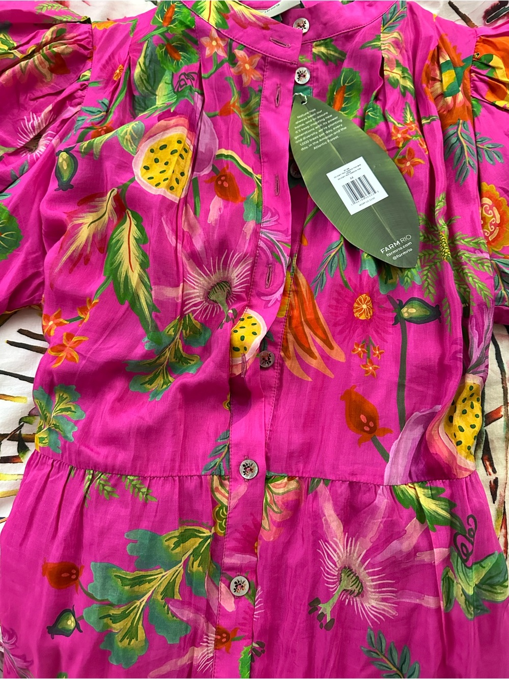 FARM Rio Delicate Fruit Garden Pink Floral Mini Dress - Picture 14 of 15